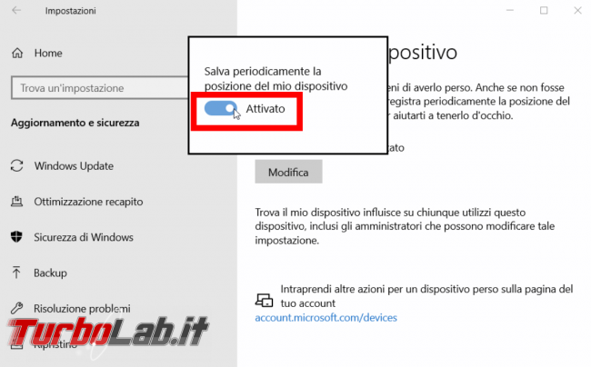 Trovare bloccare dispositivo Windows perso rubato - FrShot_1572727298