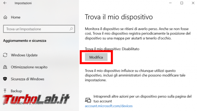 Trovare bloccare dispositivo Windows perso rubato - FrShot_1572727369