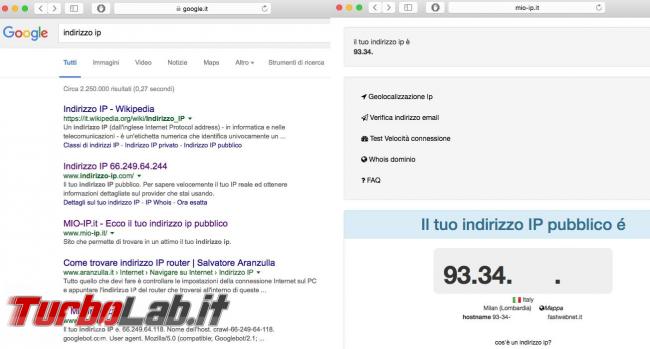 Trovare nome l’indirizzo IP Mac OS X