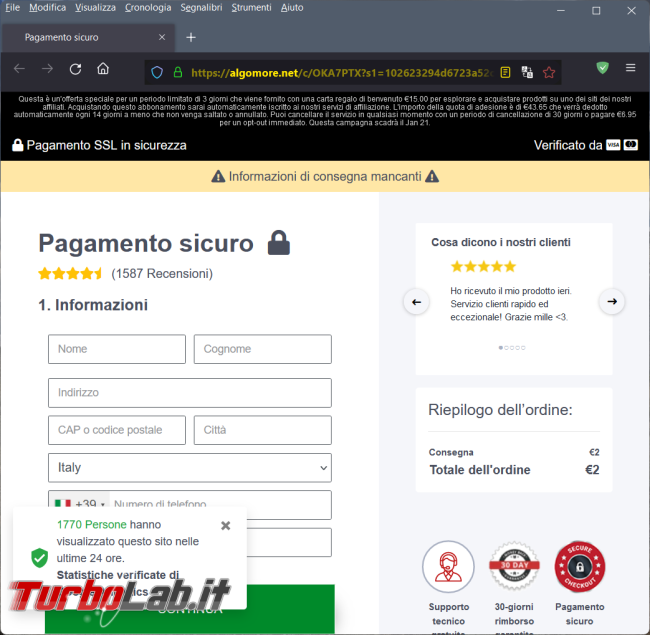 truffa Natale dell’ordine tracciamento pacco consegna (approfondimento)