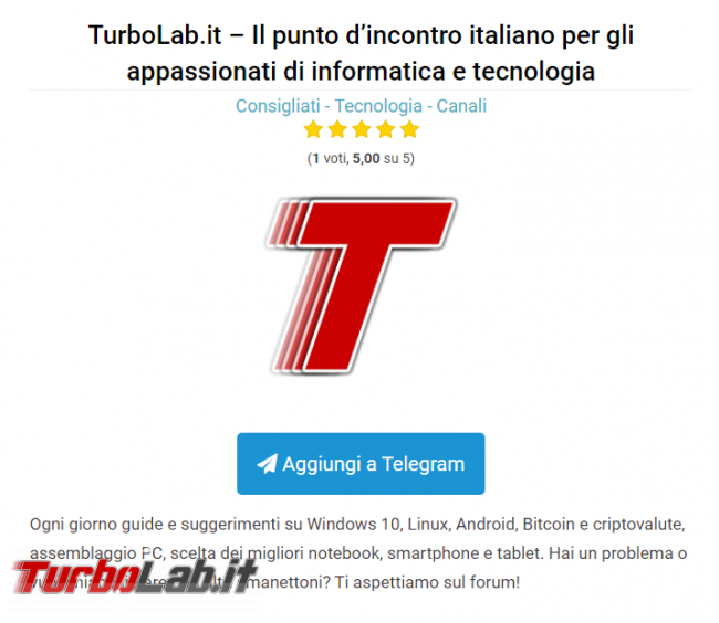 TurboLab.it è consigliato Telegram Italia - Annotazione 2019-08-12 154348