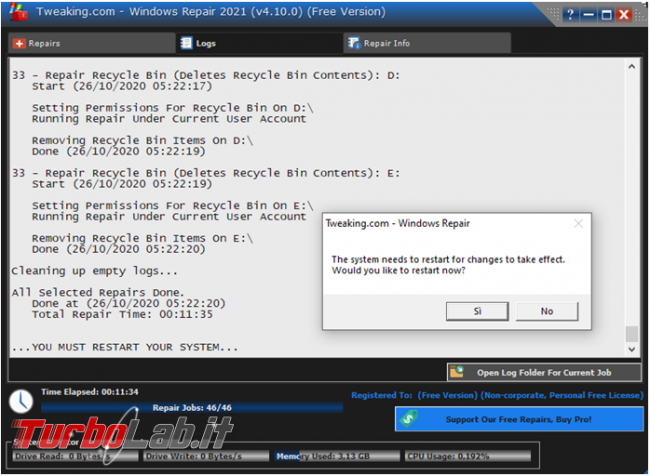 Tweaking.com Windows Repair, software ripara problemi Windows