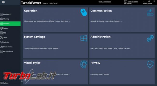 TweakPower ottimizza ripara sistema operativo