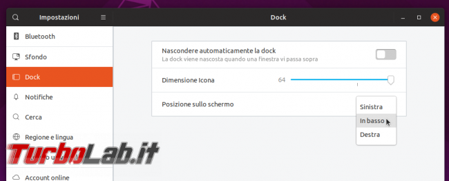 Ubuntu come Windows: spostare barra / Dock basso pulsante applicazioni sinistra