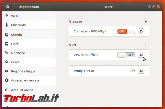 Ubuntu, VPN split tunnel: utilizzare connessione VPN accesso LAN remota, navigare Internet direttamente
