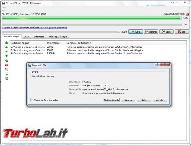 Ultracopier migliora gestione copia file Windows