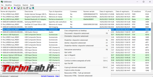 USBDeview USBOblivion gestiscono cancellano periferiche USB
