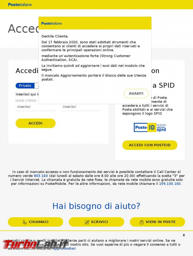 Utenze postali bloccate mancata sicurezza: SMS phishing si finge Poste Italiane