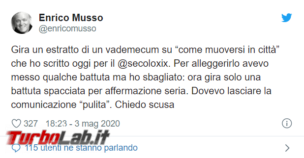 Vademecum come muoversi città: articolo ironico preso come serio. web si scatena finimondo - FrShot_1588575660