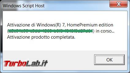 Verificare attivazione Windows cambio numero licenza