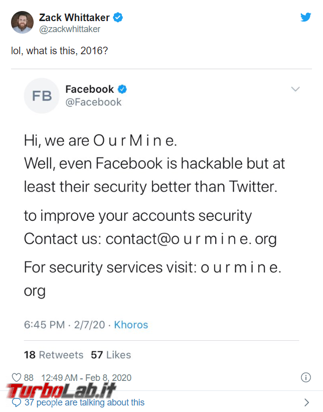 Violata pagina Facebook Twitter: hacker OurMine rivendicano attacco - FrShot_1581153847