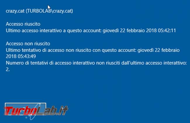 Visualizzare informazioni accessi (non autorizzati?) PC Windows