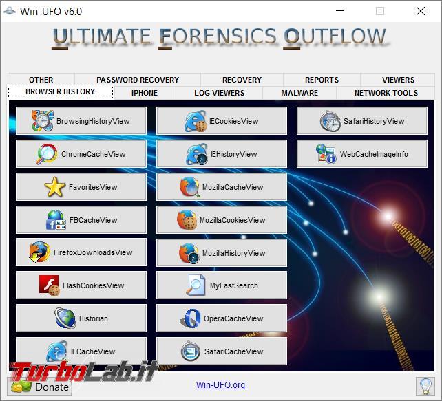 Win-UFO è kit programmi l’analisi forense computer