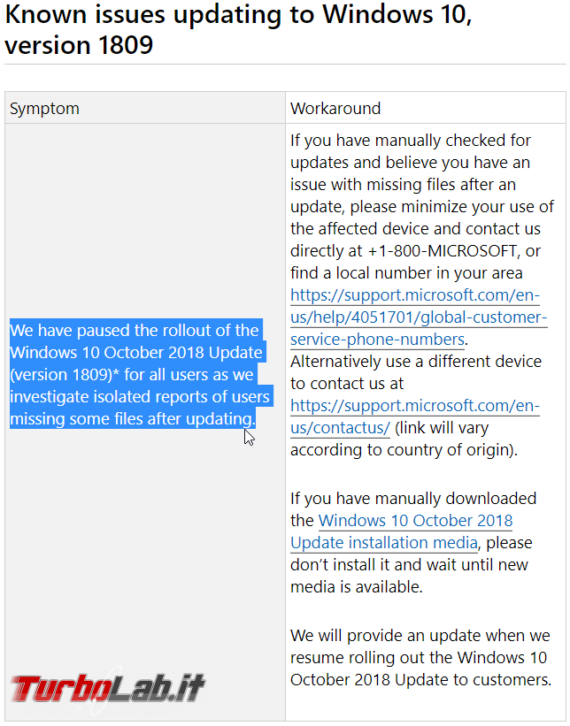 Windows 10 1809 cancella Documenti PC: distribuzione sospesa