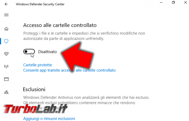 Windows 10, attivare protezione anti-ransomware: come mettere sicuro file tramite Controlled Folder Access / Accesso cartelle controllato (guida) - windows defender controlled access folder