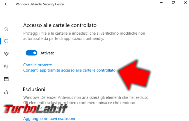 Windows 10, attivare protezione anti-ransomware: come mettere sicuro file tramite Controlled Folder Access / Accesso cartelle controllato (guida) - windows defender controlled access folder