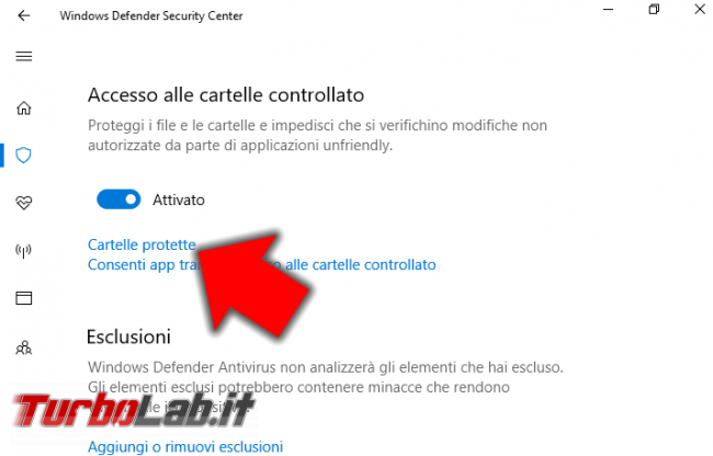 Windows 10, attivare protezione anti-ransomware: come mettere sicuro file tramite Controlled Folder Access / Accesso cartelle controllato (guida) - windows defender controlled access folder