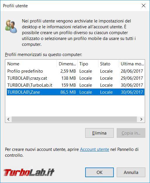 Windows 10: come cancellare account locale computer