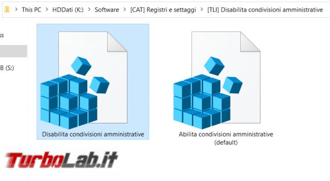 Windows 10: come eliminare condivisioni amministrative (ADMIN$, C$) ed evitare vengano ri-create