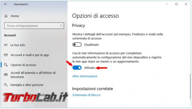 Windows 10: come impedire riapertura automatica programmi dopo riavvio spegnimento computer