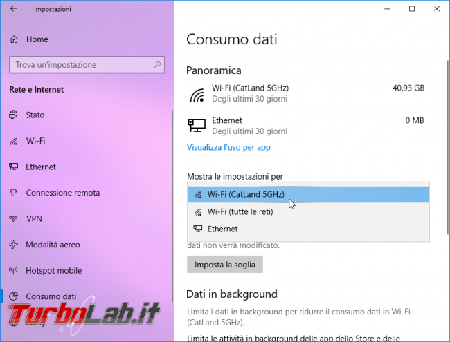 Windows 10: come limitare giga consumati mese (volume dati Internet connessione 3G/4G LTE/5G) - Mobile_zShot_1525540613