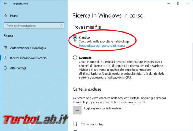 Windows 10: come rimuovere musica, foto altri file ricerca menu Start / Cortana (escludere cartelle / directory) - zShot_Insider_1552892899