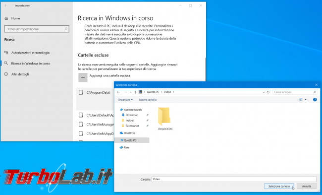 Windows 10: come rimuovere musica, foto altri file ricerca menu Start / Cortana (escludere cartelle / directory) - zShot_Insider_1552893456