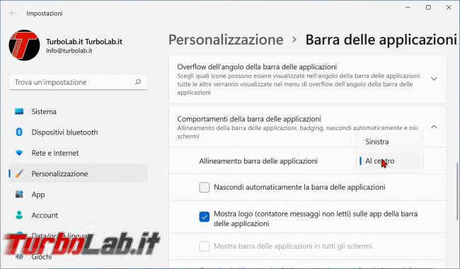 Windows 11: come allineare sinistra icone barra (ripristinare posizione pulsante Start come Windows 10) (video)