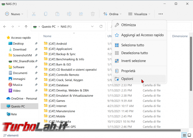 Windows 11: Come attivare Visualizzazione compatta Esplora file ridurre spaziature file cartelle - zShotVM_1635587837