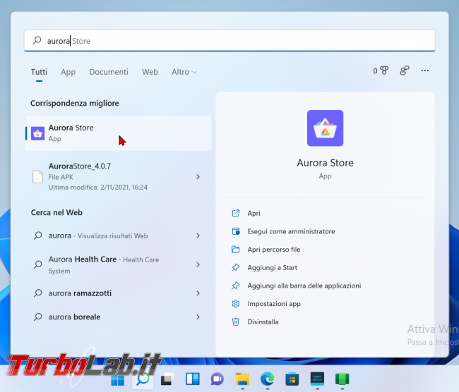 Windows 11: come installare Google Play Store Sottosistema Windows Android (WSA): guida download APK - Aurora Store (18)