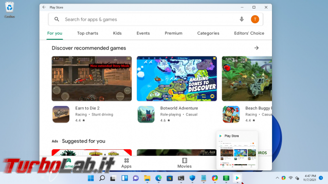 Windows 11: come installare Google Play Store Sottosistema Windows Android (WSA): guida download APK - screen_FRANK_1636300057