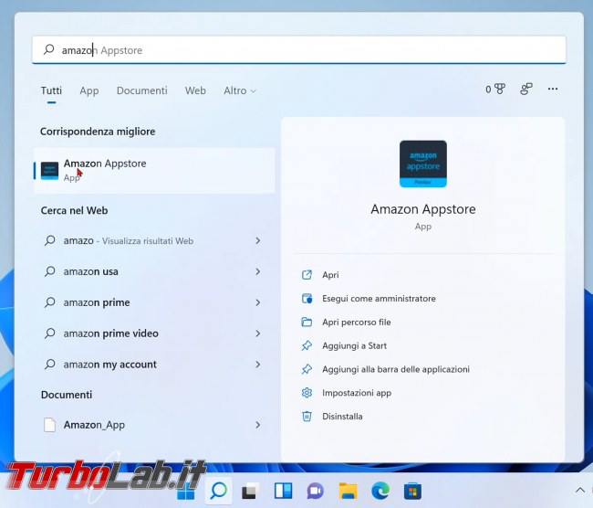 Windows 11: come risolvere errore The Amazon Appstore is not currently available your country Italia Sottosistema Windows Android (WSA)