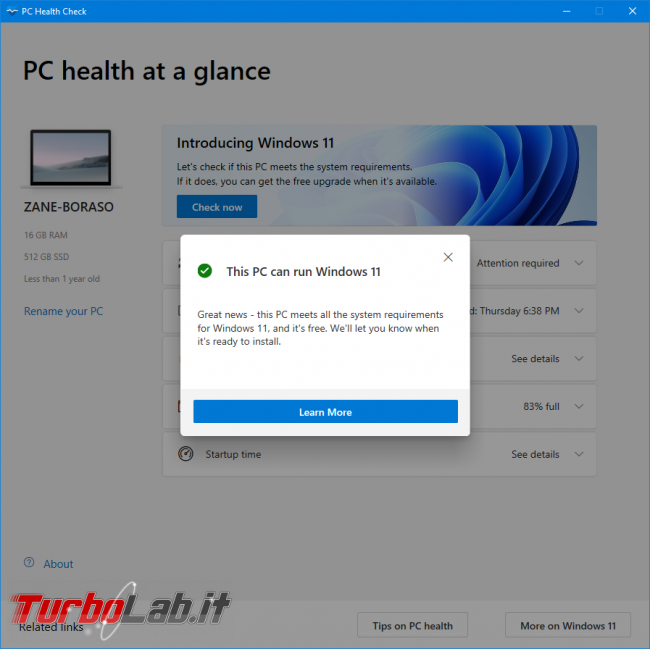 Windows 11: PC è compatibile? Guida requisiti minimi sistema (processore/CPU, memoria RAM, disco) (video) - screen_xps_1624553128