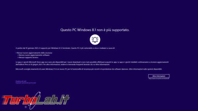 Windows 8.1 è ora fuori supporto ( devi smettere usarlo)