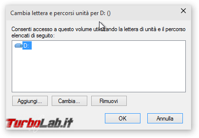 Windows: come nascondere disco partizione - Cambia lettera e percorsi unità per D ()