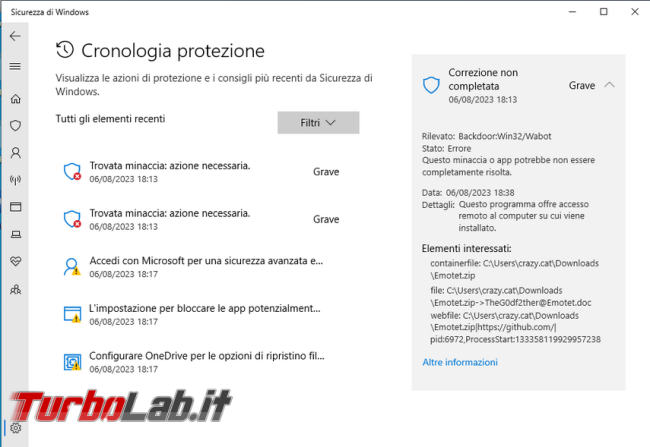 Windows Defender: come eliminare / pulire Cronologia protezione malware/virus