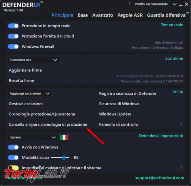 Windows Defender: come eliminare / pulire Cronologia protezione malware/virus