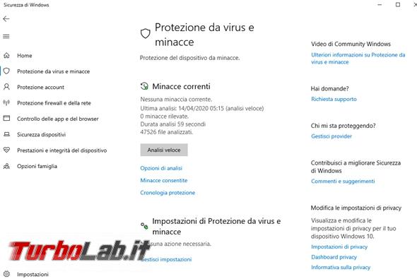 Windows Defender, l’antivirus Windows 10 messo prova TurboLab.it