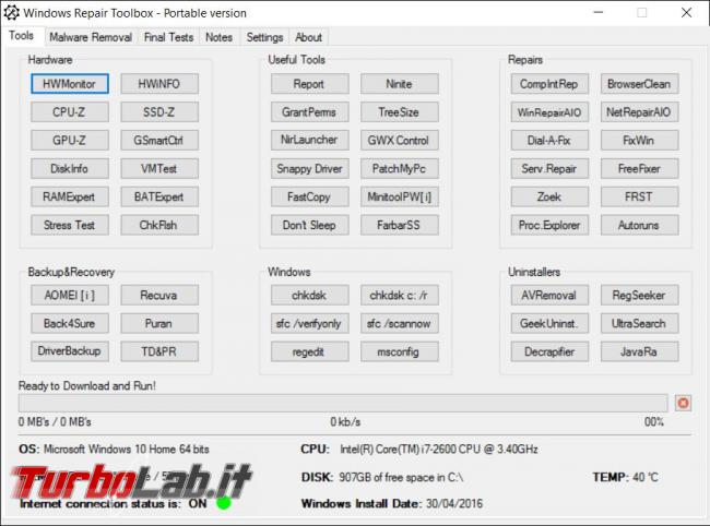 Windows Repair Toolbox ha (quasi) tutto necessario riparare problemi Windows