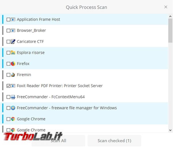 Winja controlla file processi Windows utilizzando VirusTotal.com