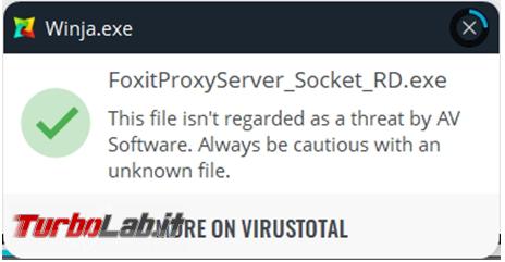 Winja controlla file processi Windows utilizzando VirusTotal.com