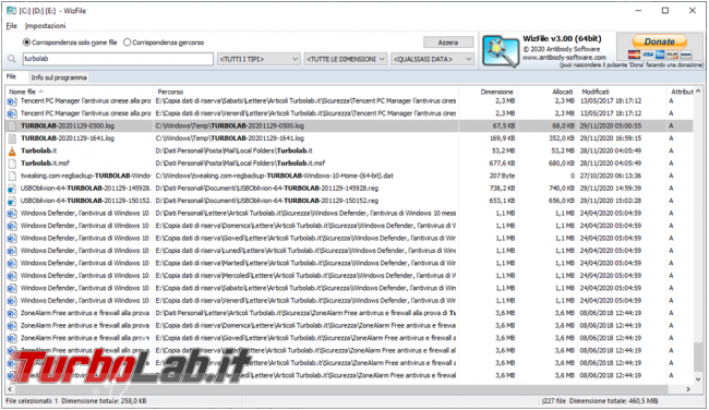 WizFile ricercatore file presenti disco fisso