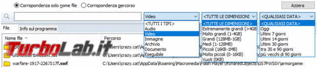 WizFile ricercatore file presenti disco fisso