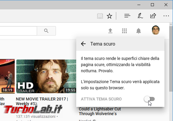 YouTube: come attivare tema scuro/nero (&quot;dark mode&quot;) uso notte