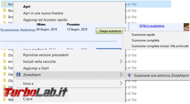 ZoneAlarm Free antivirus firewall prova TurboLab.it