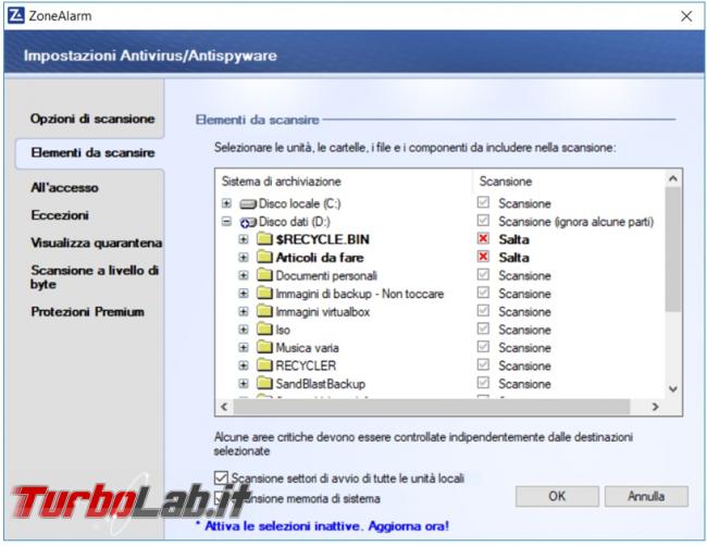 ZoneAlarm Free antivirus firewall prova TurboLab.it