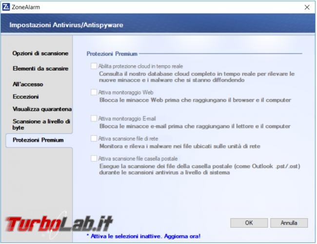 ZoneAlarm Free antivirus firewall prova TurboLab.it