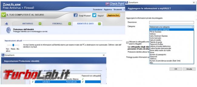 ZoneAlarm Free antivirus firewall prova TurboLab.it