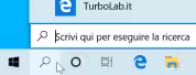 windows 10 barra di ricerca ridotta icona lent