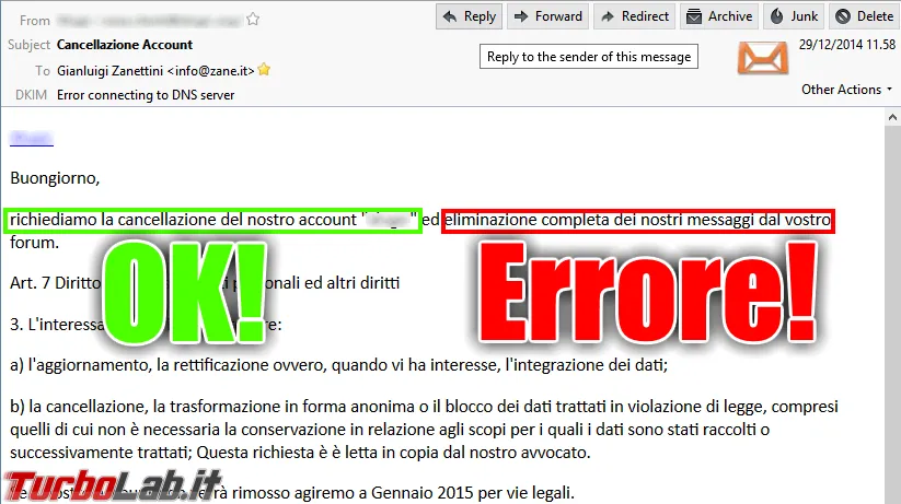 Immagine 1 cancellazione messaggi spotlight